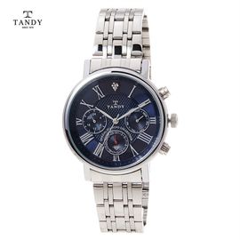 [TANDY] Real Diamond Men's Watch DIA-3605 – Japan Movement, Precision Die-Cast Glass, Elegant Diamond Index, Stainless Steel Band